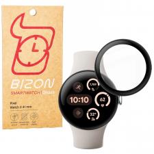 Accesorii Google Watch, Folie sticla hibrid Bizon Glass Edge Hybrid compatibile cu Google Pixel Watch 3, 41mm, Negru, lerato.ro