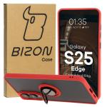 Carcasa Bizon Hybrid Ring compatibila cu Samsung Galaxy S25 Edge, Rosu 3 - lerato.ro