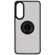 Carcasa Bizon Hybrid Ring compatibila cu Samsung Galaxy S25 Edge, Negru