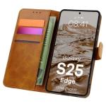 Husa flip cover Bizon Pocket compatibila cu Samsung Galaxy S25 Edge, Maro 3 - lerato.ro