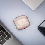 Carcasa Bizon Clear Case compatibila cu Apple AirPods 4, Roz 4 - lerato.ro