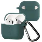 Carcasa Bizon Silicone Case compatibila cu Apple AirPods 4, Dark Green 3 - lerato.ro