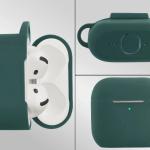 Carcasa Bizon Silicone Case compatibila cu Apple AirPods 4, Dark Green 4 - lerato.ro