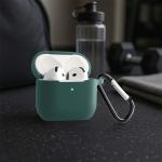 Carcasa Bizon Silicone Case compatibila cu Apple AirPods 4, Dark Green 5 - lerato.ro