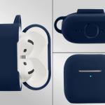 Carcasa Bizon Silicone Case compatibila cu Apple AirPods 4, Albastru 4 - lerato.ro