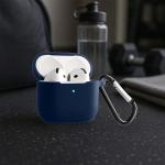 Carcasa Bizon Silicone Case compatibila cu Apple AirPods 4, Albastru 5 - lerato.ro