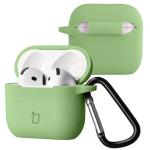 Carcasa Bizon Silicone Case compatibila cu Apple AirPods 4, Light Green 3 - lerato.ro