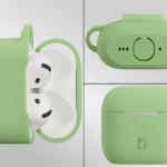 Carcasa Bizon Silicone Case compatibila cu Apple AirPods 4, Light Green 4 - lerato.ro