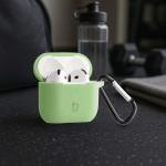Carcasa Bizon Silicone Case compatibila cu Apple AirPods 4, Light Green 5 - lerato.ro