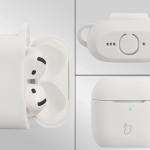 Carcasa Bizon Silicone Case compatibila cu Apple AirPods 4, Alb 4 - lerato.ro