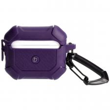 Accesorii AirPods 3, Carcasa Bizon Armor Case compatibila cu Apple AirPods 3, Dark Purple, lerato.ro