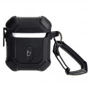 Carcasa Bizon Armor Case compatibila cu Apple AirPods 1/2, Negru