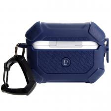 Airpods, Carcasa Bizon Armor Case compatibila cu Apple AirPods Pro 2, Navy Blue, lerato.ro