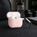 Carcasa Bizon Silicone Case compatibila cu Apple AirPods 3, Roz 5 - lerato.ro