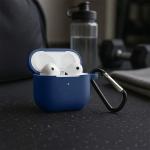 Carcasa Bizon Silicone Case compatibila cu Apple AirPods 3, Albastru 5 - lerato.ro