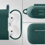 Carcasa Bizon Silicone Case compatibila cu Apple AirPods 3, Dark Green 4 - lerato.ro