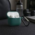 Carcasa Bizon Silicone Case compatibila cu Apple AirPods 3, Dark Green 5 - lerato.ro