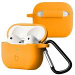 Carcasa Bizon Silicone Case compatibila cu Apple AirPods 3, Portocaliu 3 - lerato.ro