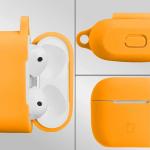 Carcasa Bizon Silicone Case compatibila cu Apple AirPods 3, Portocaliu 4 - lerato.ro