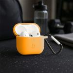 Carcasa Bizon Silicone Case compatibila cu Apple AirPods 3, Portocaliu 5 - lerato.ro