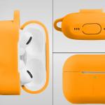 Carcasa Bizon Silicone Case compatibila cu Apple AirPods Pro 2, Portocaliu 4 - lerato.ro