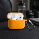 Carcasa Bizon Silicone Case compatibila cu Apple AirPods Pro 2, Portocaliu 5 - lerato.ro