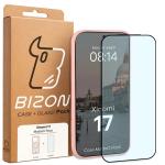 Kit protectie 2 in 1 BizonMobile, Carcasa Bizon MatteO si Folie sticla securizata Bizon Glass Edge, compatibil cu Xiaomi 17, Roz 10 - lerato.ro