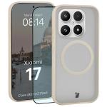 Kit protectie 2 in 1 BizonMobile, Carcasa Bizon MatteO si Folie sticla securizata Bizon Glass Edge, compatibil cu Xiaomi 17, Bej 2 - lerato.ro