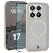 Kit protectie 2 in 1 BizonMobile, Carcasa Bizon MatteO si Folie sticla securizata Bizon Glass Edge, compatibil cu Xiaomi 17, Bej
