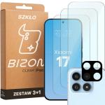Set protectie 4in1 Bizon Glass Clear Pack, 3 folii sticla ecran + 1 folie sticla camera foto, compatibil cu Xiaomi 17, Transparent 2 - lerato.ro