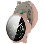 Carcasa cu protectie ecran din sticla securizata BizonMobile compatibila cu Garmin Venu 4 41 mm, Roz 5 - lerato.ro