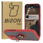 Carcasa Bizon Hybrid Ring compatibila cu iPhone 16 Plus, Rosu 3 - lerato.ro