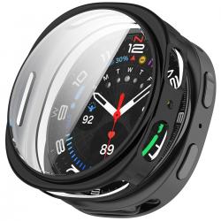 Carcasa cu protectie ecran din sticla securizata BizonMobile Felipe compatibila cu Samsung Galaxy Watch 8 44mm, Negru