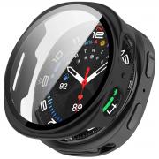 Carcasa cu protectie ecran din sticla securizata BizonMobile compatibila cu Samsung Galaxy Watch 8 44mm, Negru
