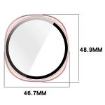 Carcasa cu protectie ecran din sticla securizata BizonMobile compatibila cu Samsung Galaxy Watch 8 44mm, Satin Pink 3 - lerato.ro
