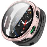 Carcasa cu protectie ecran din sticla securizata BizonMobile compatibila cu Samsung Galaxy Watch 8 44mm, Satin Pink 2 - lerato.ro
