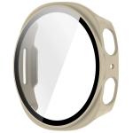 Carcasa cu protectie ecran din sticla securizata BizonMobile compatibila cu Samsung Galaxy Watch 8 44mm, Bej 4 - lerato.ro