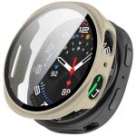 Carcasa cu protectie ecran din sticla securizata BizonMobile compatibila cu Samsung Galaxy Watch 8 44mm, Bej 2 - lerato.ro