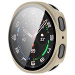 Carcasa cu protectie ecran din sticla securizata BizonMobile compatibila cu Samsung Galaxy Watch 8 44mm, Bej 6 - lerato.ro