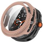 Carcasa cu protectie ecran din sticla securizata BizonMobile compatibila cu Samsung Galaxy Watch 8 Classic 46mm, Roz 2 - lerato.ro