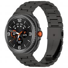 Accesorii Smartwatch, Curea din otel inoxidabil Bizon Strap Watch Aura compatibila cu Samsung Galaxy Watch 8 40 / 44 / 46mm, Negru, lerato.ro
