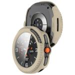 Carcasa cu protectie ecran din sticla securizata BizonMobile compatibila cu Samsung Galaxy Watch 8 Classic 46mm, Bej 5 - lerato.ro