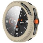 Carcasa cu protectie ecran din sticla securizata BizonMobile compatibila cu Samsung Galaxy Watch 8 Classic 46mm, Bej 6 - lerato.ro