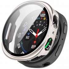 Accesorii Smartwatch, Carcasa cu protectie ecran din sticla securizata BizonMobile compatibila cu Samsung Galaxy Watch 8 40mm, Champagne, lerato.ro