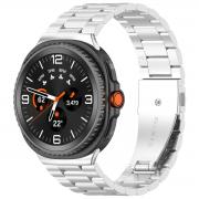 Curea din otel inoxidabil Bizon Strap Watch Aura compatibila cu Samsung Galaxy Watch 8 40 / 44 / 46mm, Silver