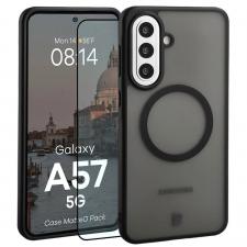 Kit protectie 2 in 1 BizonMobile, Carcasa Bizon MatteO si Folie sticla securizata Bizon Glass Edge, compatibil cu Samsung Galaxy A57 5G, Negru