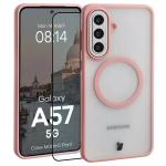 Kit protectie 2 in 1 BizonMobile, Carcasa Bizon MatteO si Folie sticla securizata Bizon Glass Edge, compatibil cu Samsung Galaxy A57 5G, Roz 2 - lerato.ro