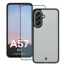 Huse si carcase Samsung , Kit protectie 2 in 1 BizonMobile, Carcasa Bizon Angelo si Folie sticla securizata Bizon Glass Edge, compatibil cu Samsung Galaxy A57 5G, Negru, lerato.ro