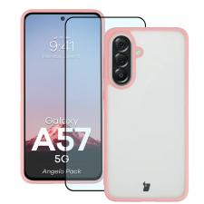 Huse si carcase Samsung , Kit protectie 2 in 1 BizonMobile, Carcasa Bizon Angelo si Folie sticla securizata Bizon Glass Edge, compatibil cu Samsung Galaxy A57 5G, Roz, lerato.ro