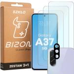 Set protectie 4in1 Bizon Glass Clear Pack, 3 folii sticla ecran + 1 folie sticla camera foto, compatibil cu Samsung Galaxy A37 5G, Transparent 2 - lerato.ro